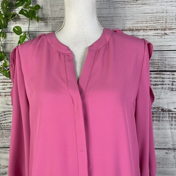 Gibson & Latimer Blouse Top size Small Rose PInk Mauve Lagenlook Wedding Modest - Picture 4 of 14